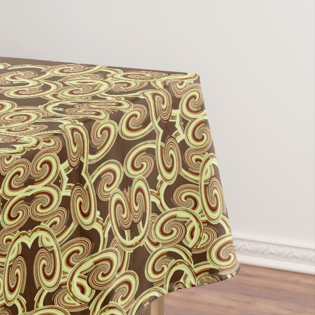 Tablecloth Brown & Yellow Swirls (In Situ)