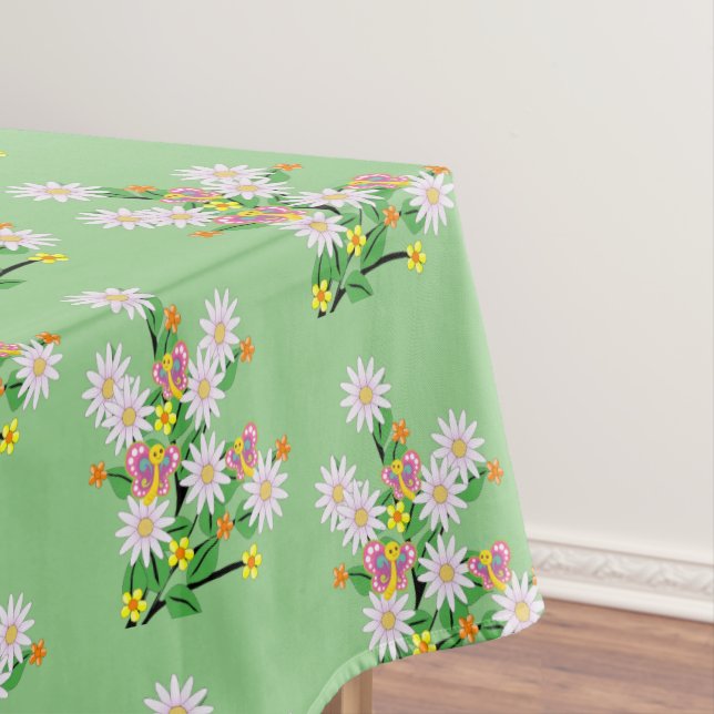Tablecloth Green Bumblebee Floral (In Situ)