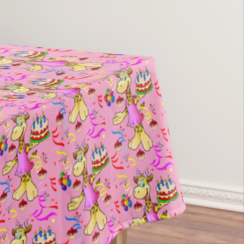 Tablecloth Happy Birthday Giraffe Pink