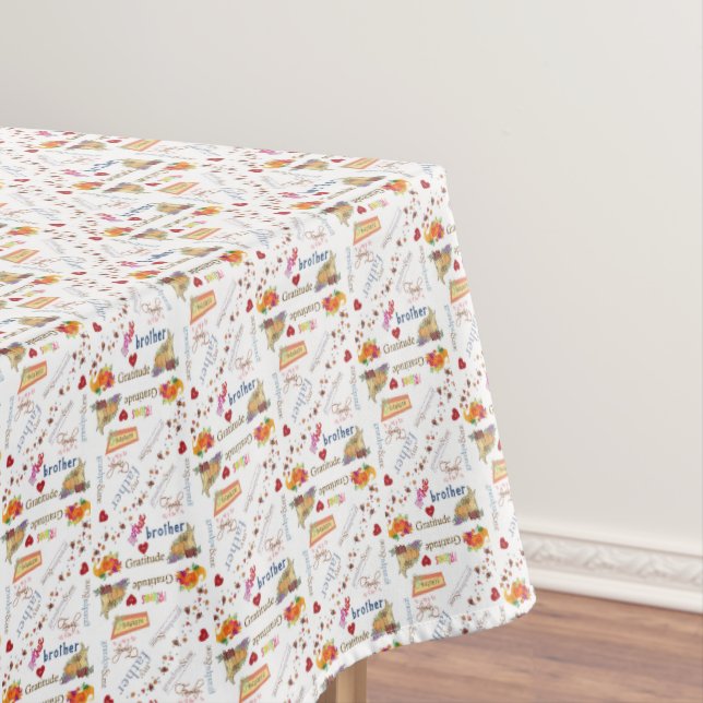Tablecloth Happy Thanksgiving Bless Our Home (In Situ)