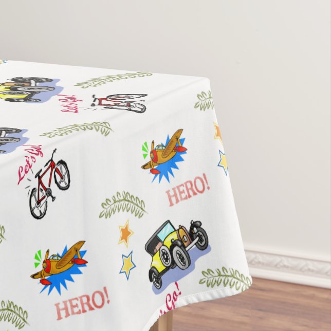 Tablecloth Hero Bicycle Car Airplane  (In Situ)