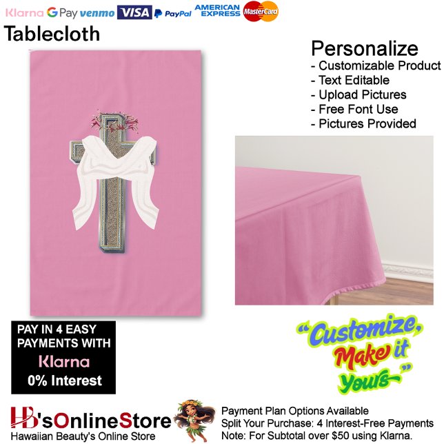 Tablecloth Household Linen Pink Background (Cross Tablecloth Linen with Pink Background.)