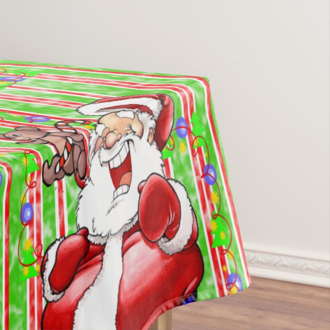 Tablecloth, Merry Christmas Stripe Teddy Bear Tablecloth (In Situ)