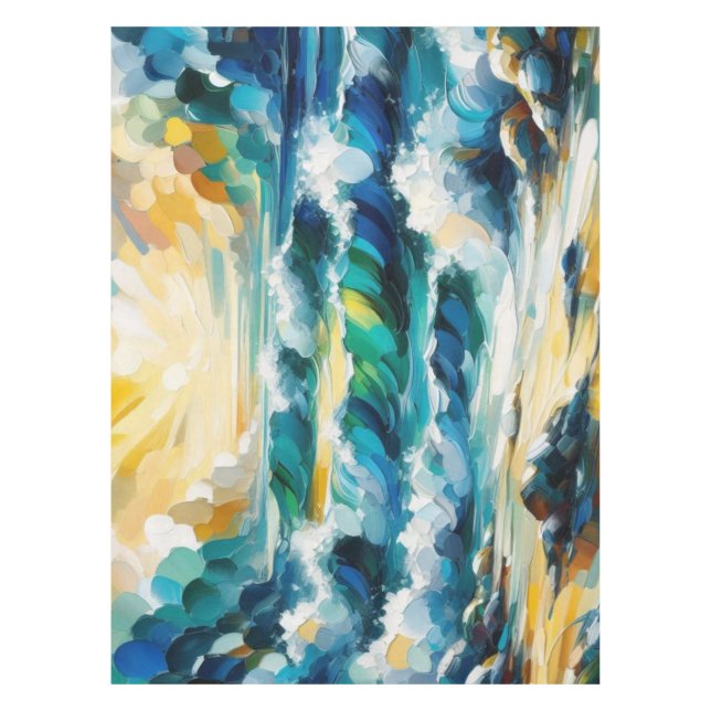 Tablecloth Ocean Waves Abstract Painting Nautical (Front)