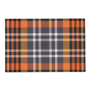 Tablecloth Orange Autumn Fall Thanksgiving Plaid Placemat