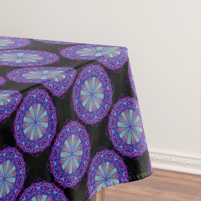Tablecloth, Purple Inspiration Kaleidoscope Flower Tablecloth (In Situ)