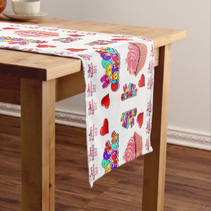 Tablecloth Runner Happy Birthday Valentine's Day