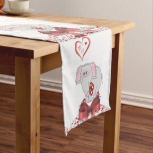 Tablecloth Runner Valentines Elephant