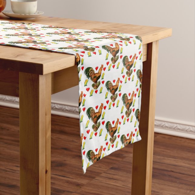 Tablecloth Runner Valentines Rooster (In Situ)