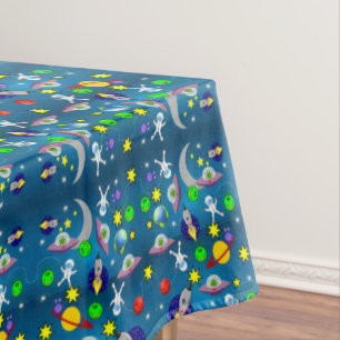 Tablecloth Spaceships Aliens Stars