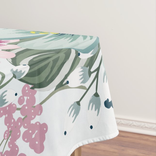 Tablecloth Tropical Flowers on Blue Ombre (In Situ)