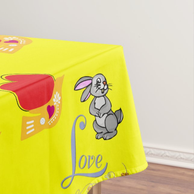 Tablecloth Valentine's Day Bunny Rabbit (In Situ)
