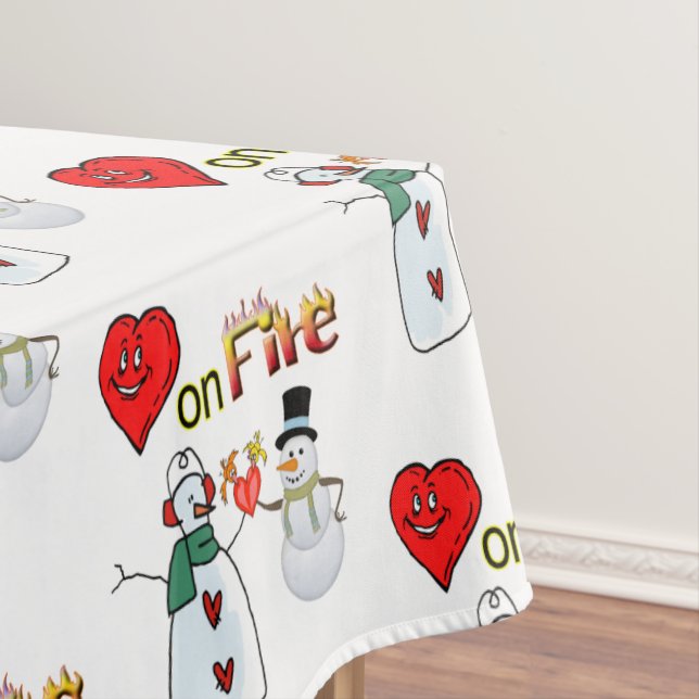 Tablecloth Valentine's Day Heart Fire Snowman  (In Situ)