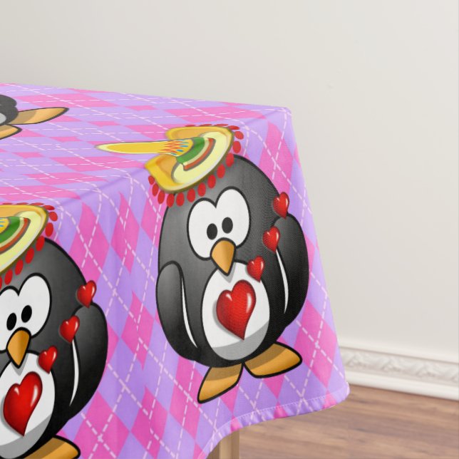 Tablecloth Valentine's Day Penguin (In Situ)
