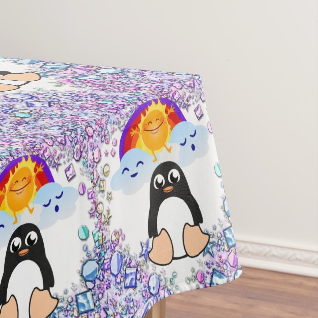 Tablecloth Valentine's Day Penguin Hearts (In Situ)