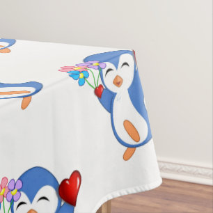 Tablecloth Valentine's Day Penguin Hearts