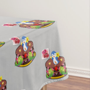 Tablecloth Valentine's Day Penguin Hearts