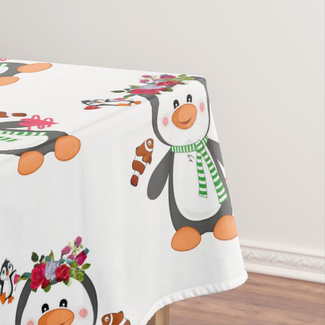 Tablecloth Valentine's Day Penguin Hearts (In Situ)