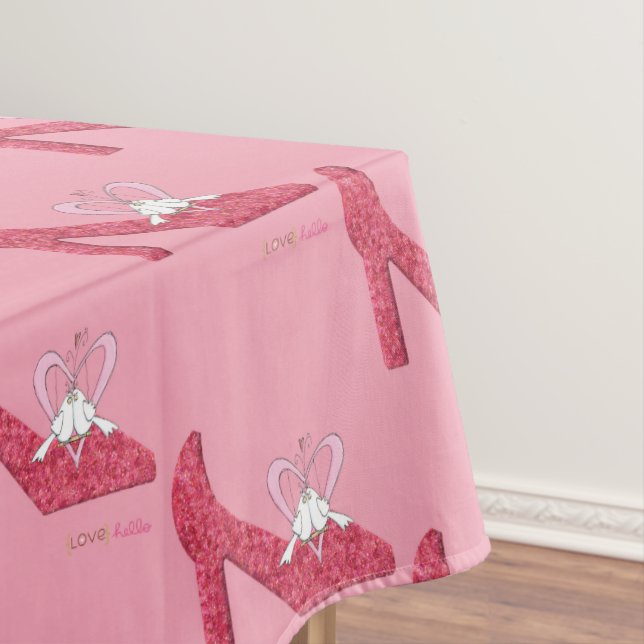 Tablecloth Valentine's Day Pink Shoe Love Hello (In Situ)