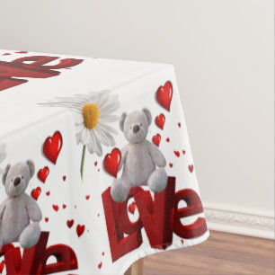 Tablecloth Valentine's Day Teddy Bear