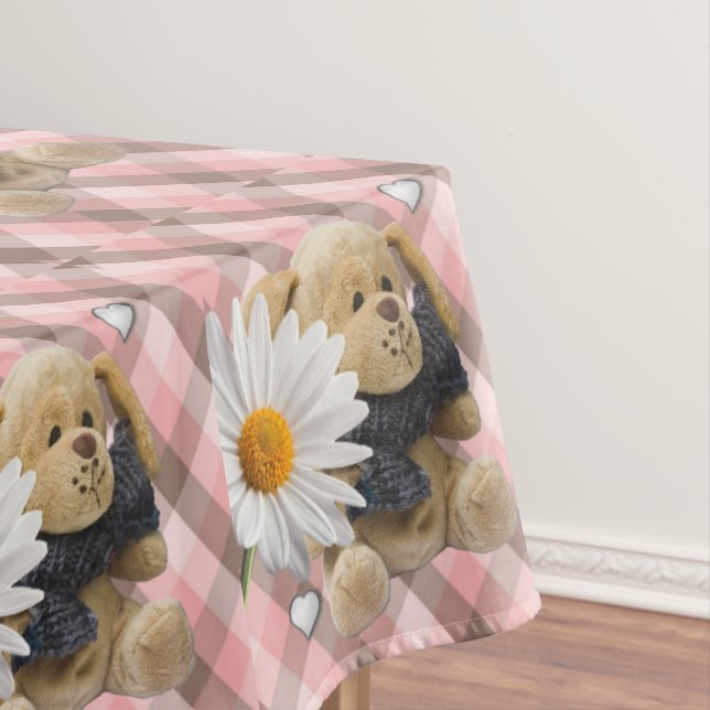 Tablecloth Valentine's Day Teddy Bear (In Situ)