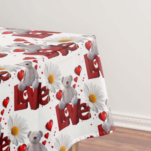 Tablecloth Valentine's Day Teddy Bear (In Situ)