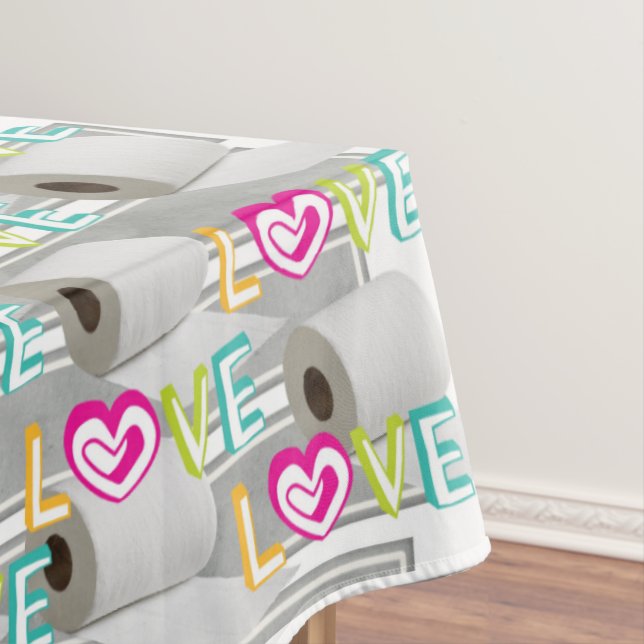 Tablecloth Valentine's Day Toilet Paper Love  (In Situ)