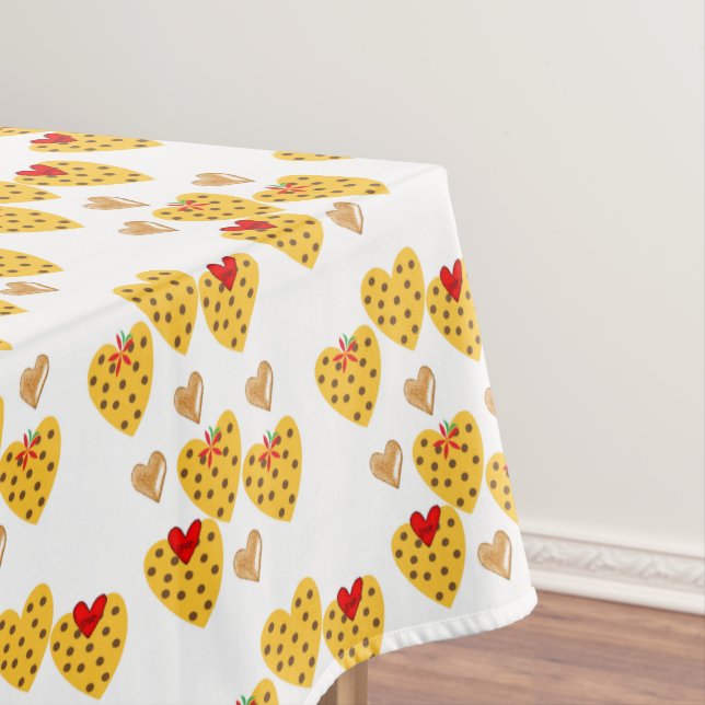 Tablecloth Valentine's Day Yellow Hearts  (In Situ)