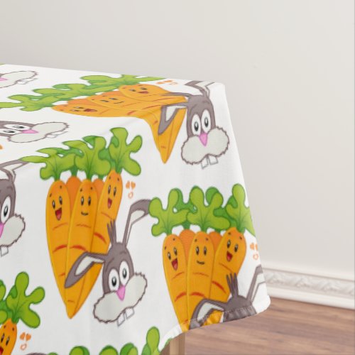 Tablecloth White Carrots Rabbit