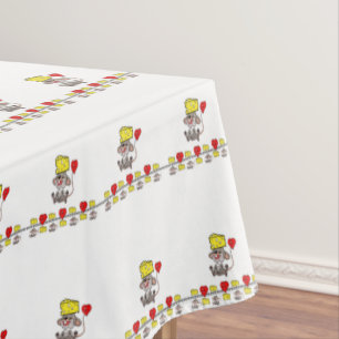 Tablecloth White Cheesy Hearts Mouse Yellow