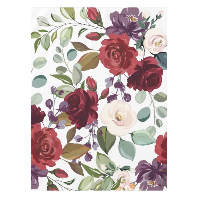 Tablecloth White Roses Gold Geometric (Front)