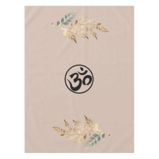 Tablecloth with Beige Background, Golden Branches,