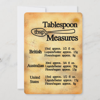 Tablespoon baking measures conversion Flat Card