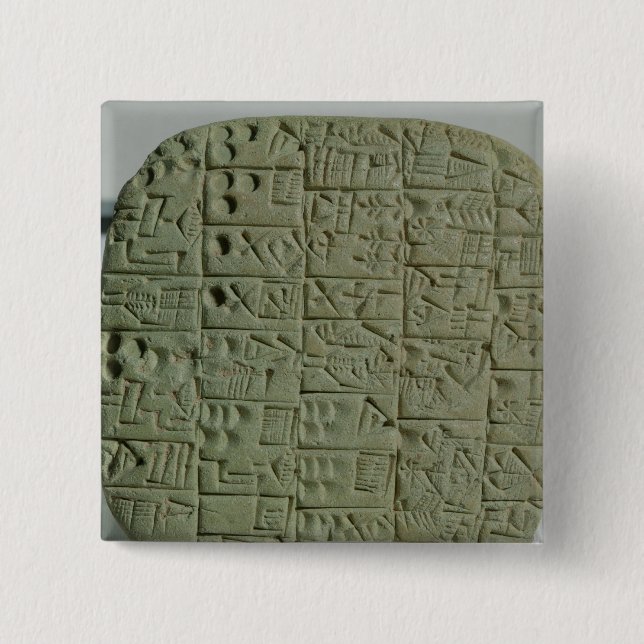 Tablet with cuneiform script pinback button (Front)