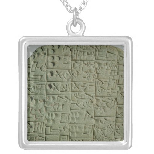 Tablet with cuneiform script silver plated necklace