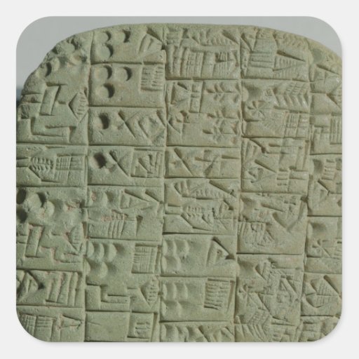 Tablet with cuneiform script square sticker | Zazzle