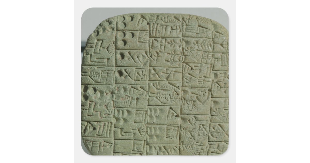 Tablet with cuneiform script square sticker | Zazzle