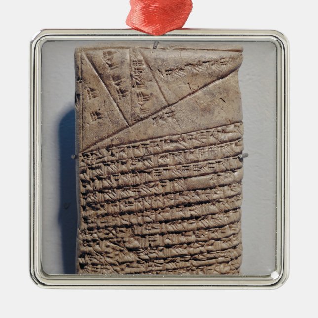 Tablet with fourteen lines of a mathematical text metal ornament (Front)