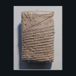 Tablet with fourteen lines of a mathematical text postcard<br><div class="desc">Mesopotamian's Tablet with fourteen lines of a mathematical text in cuneiform script and a geometric design located at the Iraq Museum,  Baghdad.</div>
