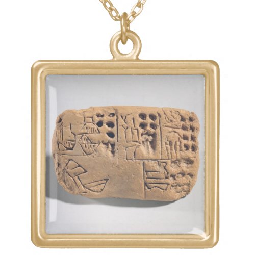 Tablet with pictographic inscription Protoliterat Gold Plated Necklace