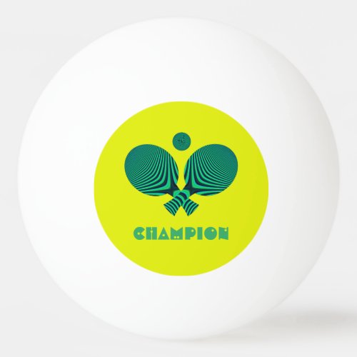 Tabletennis champion yellow teal retro style ping pong ball