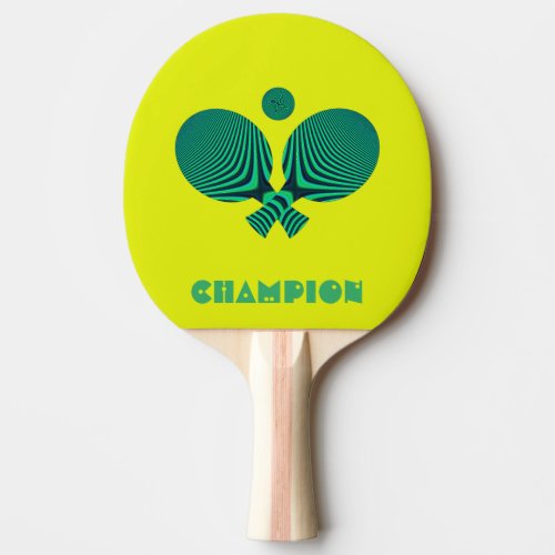 Tabletennis champion yellow teal retro style ping pong paddle