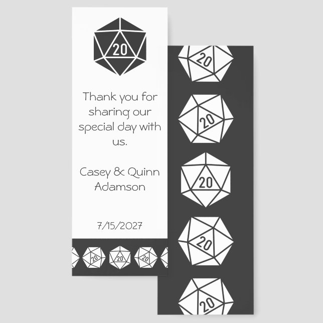 Tabletop Chic in Black Wedding Favor Bookmarks (Front & Back)