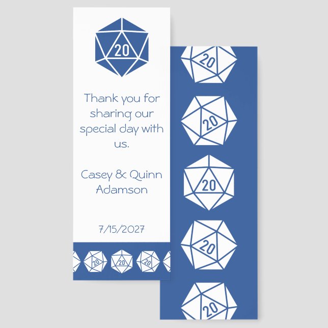 Tabletop Chic in Blue Wedding Favor Bookmarks (Front & Back)