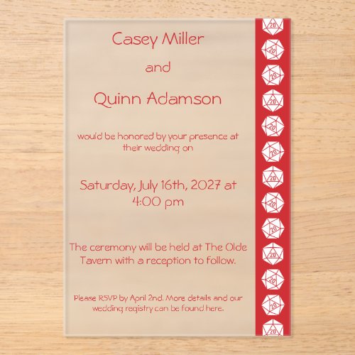 Tabletop Chic in Cherry Acrylic Wedding Invitations