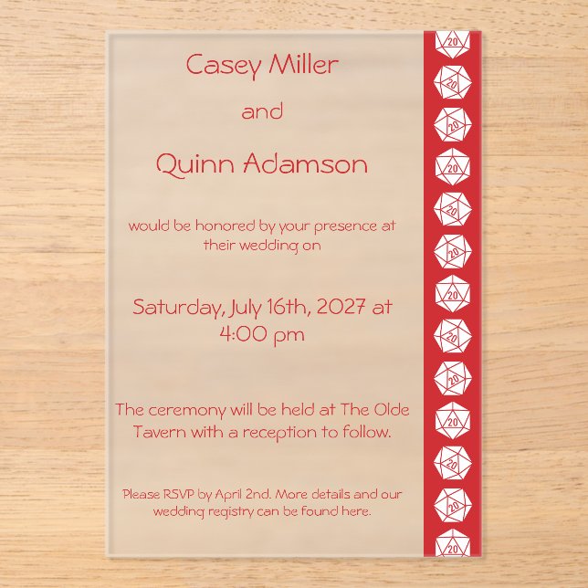 Tabletop Chic in Cherry Acrylic Wedding  Invitations (Front)