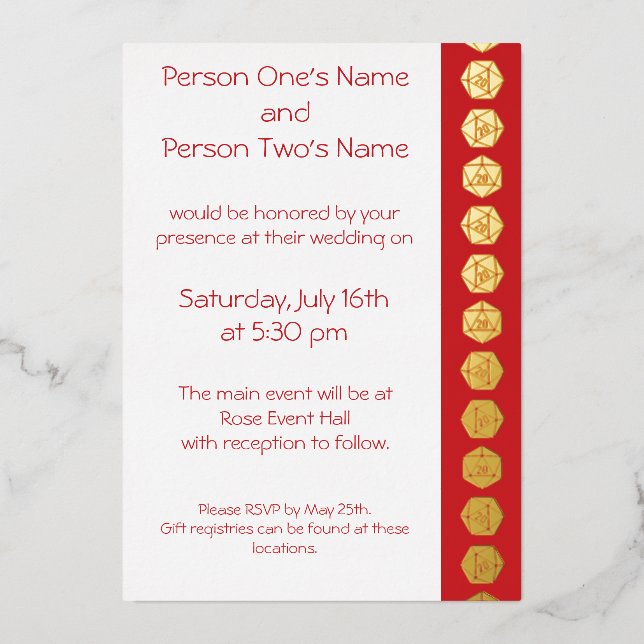 Tabletop Chic in Cherry Foil Invitation (Front)