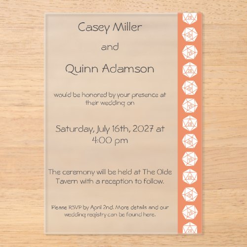 Tabletop Chic in Coral Acrylic Wedding Invitations