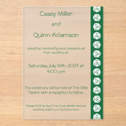 Tabletop Chic in Green Acrylic Wedding Invitations