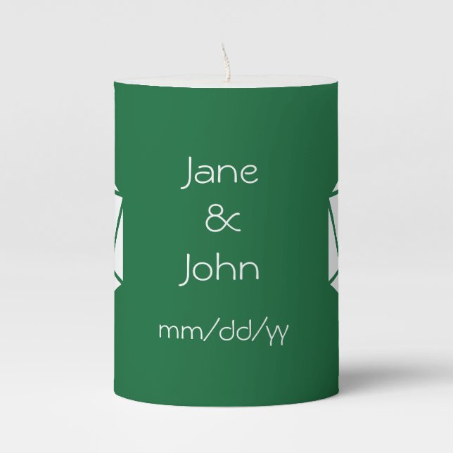 Tabletop Chic in Green  Pillar Candle (Front)